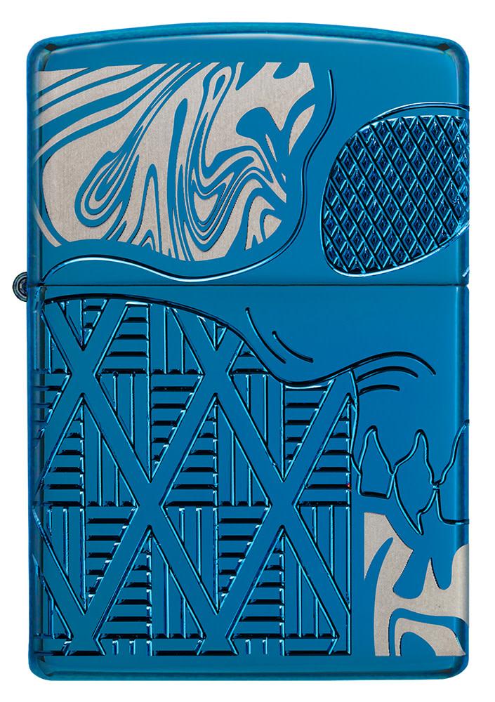 Zippo Skull Design Armor® High Polish Blue Windproof Lighter