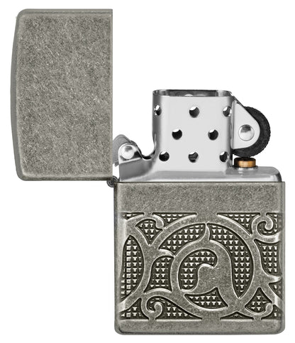 Zippo Pattern Armor Antique Silver Windproof Lighter