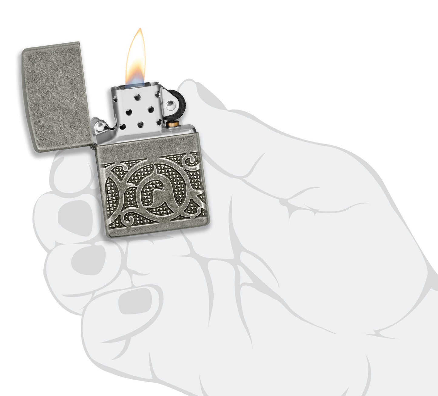 Zippo Pattern Armor Antique Silver Windproof Lighter