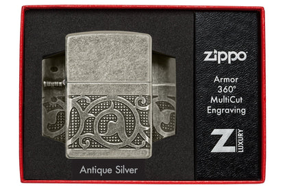Zippo Pattern Armor Antique Silver Windproof Lighter