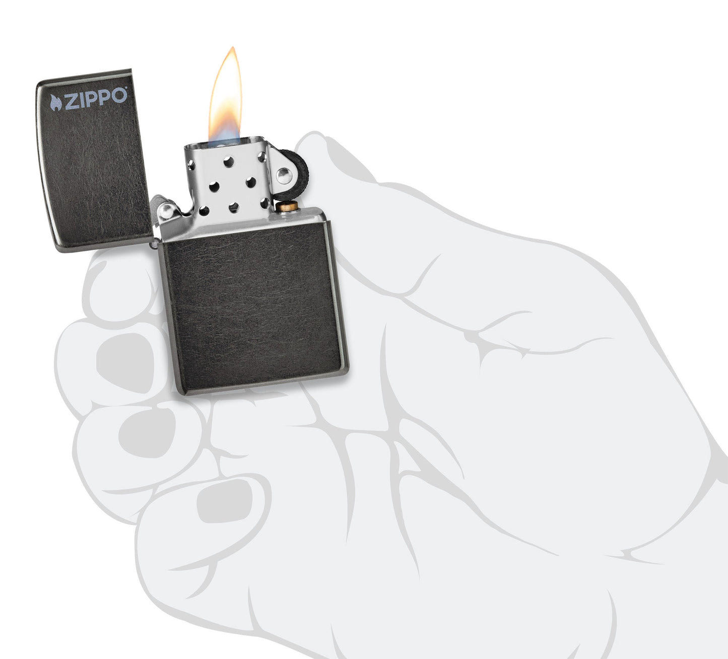 Zippo Classic Grey Logo Windproof Lighter