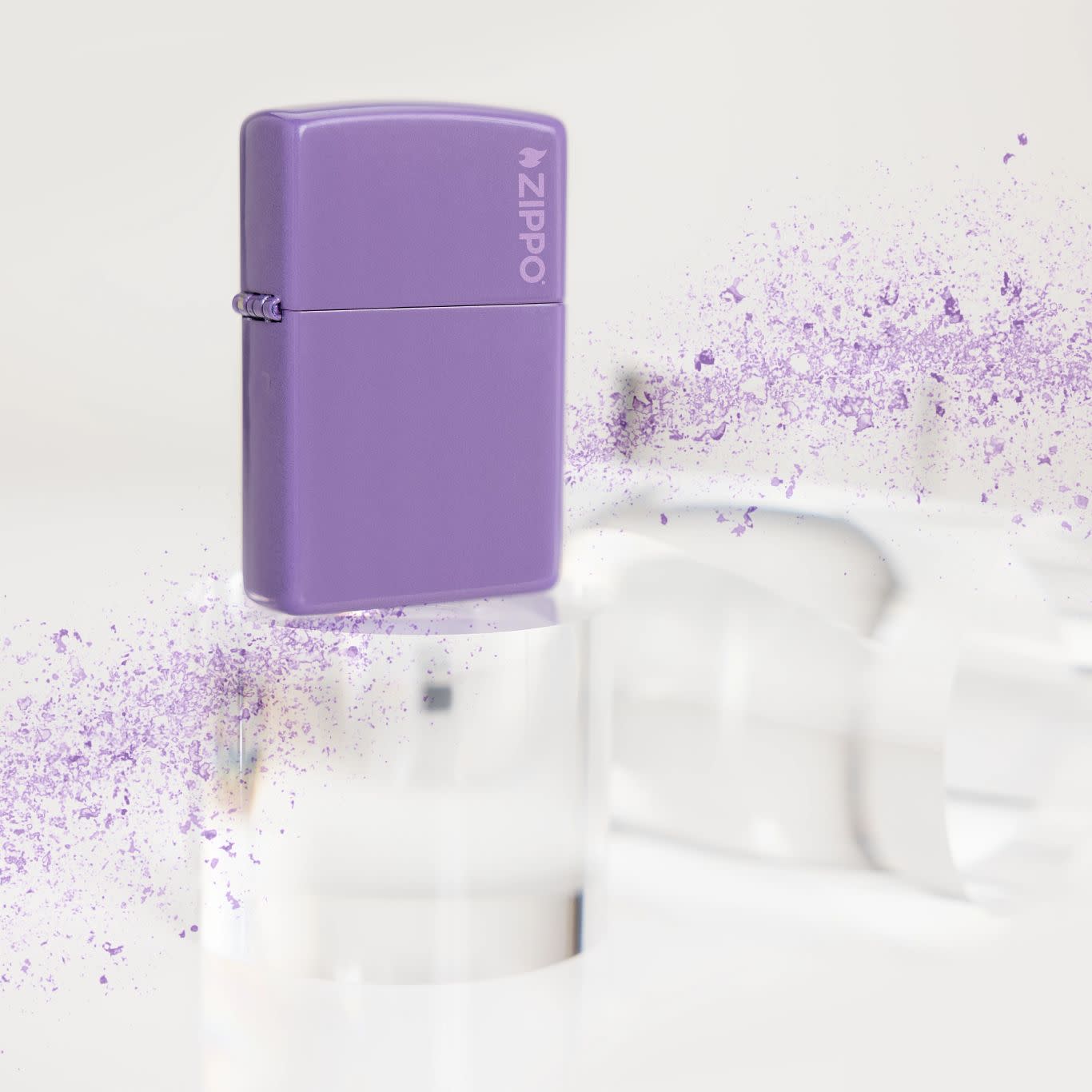 Zippo Classic Smoky Lavender Logo Windproof Lighter