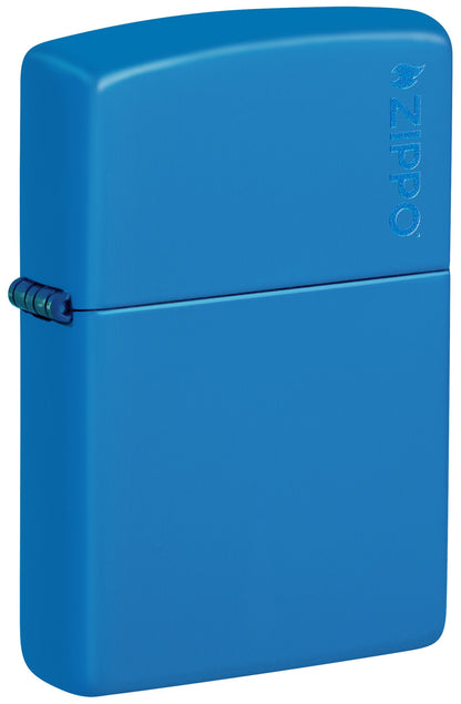 Zippo Sky Blue Matte Logo Classic Windproof Lighter