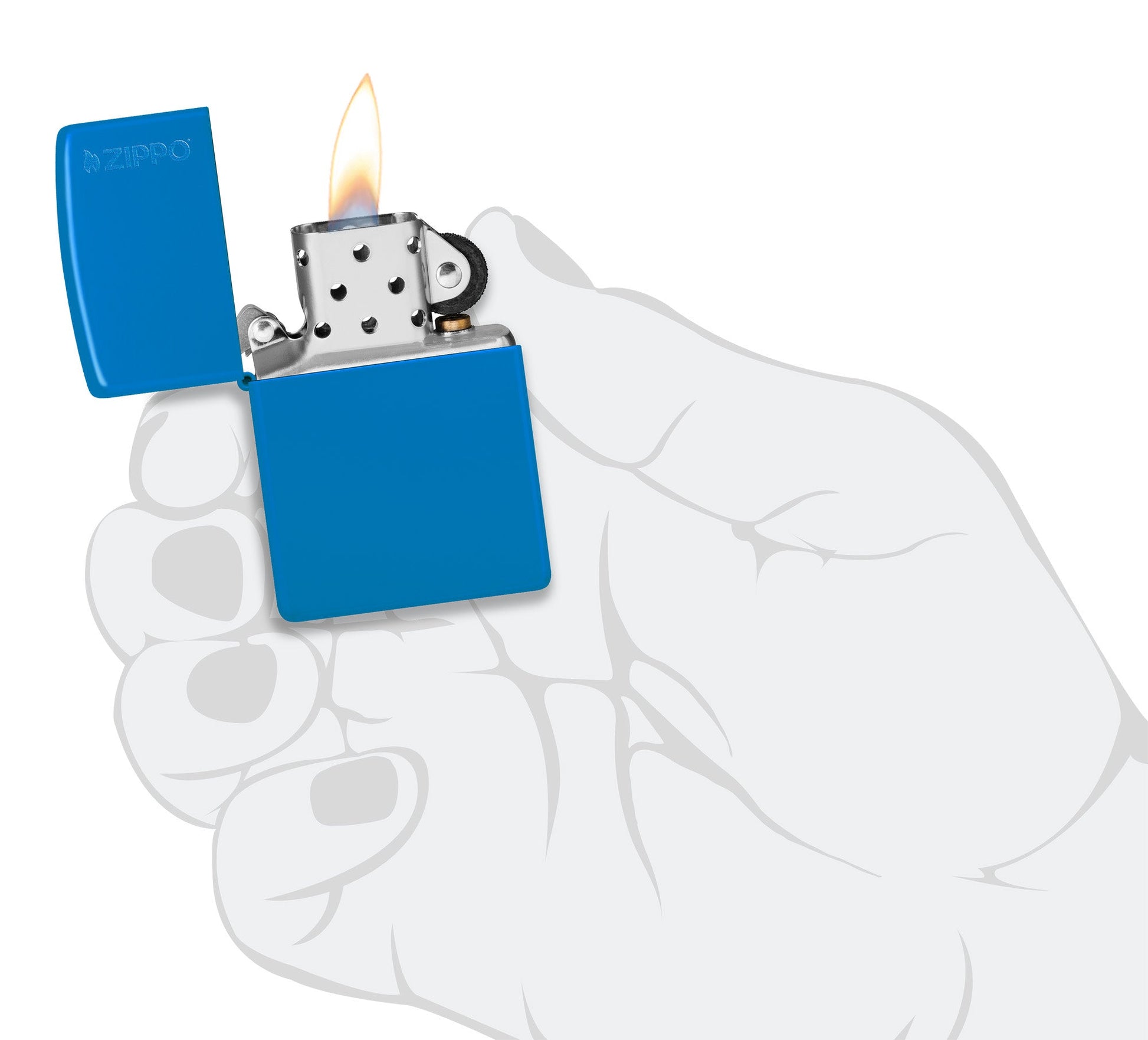 Zippo Sky Blue Matte Logo Classic Windproof Lighter
