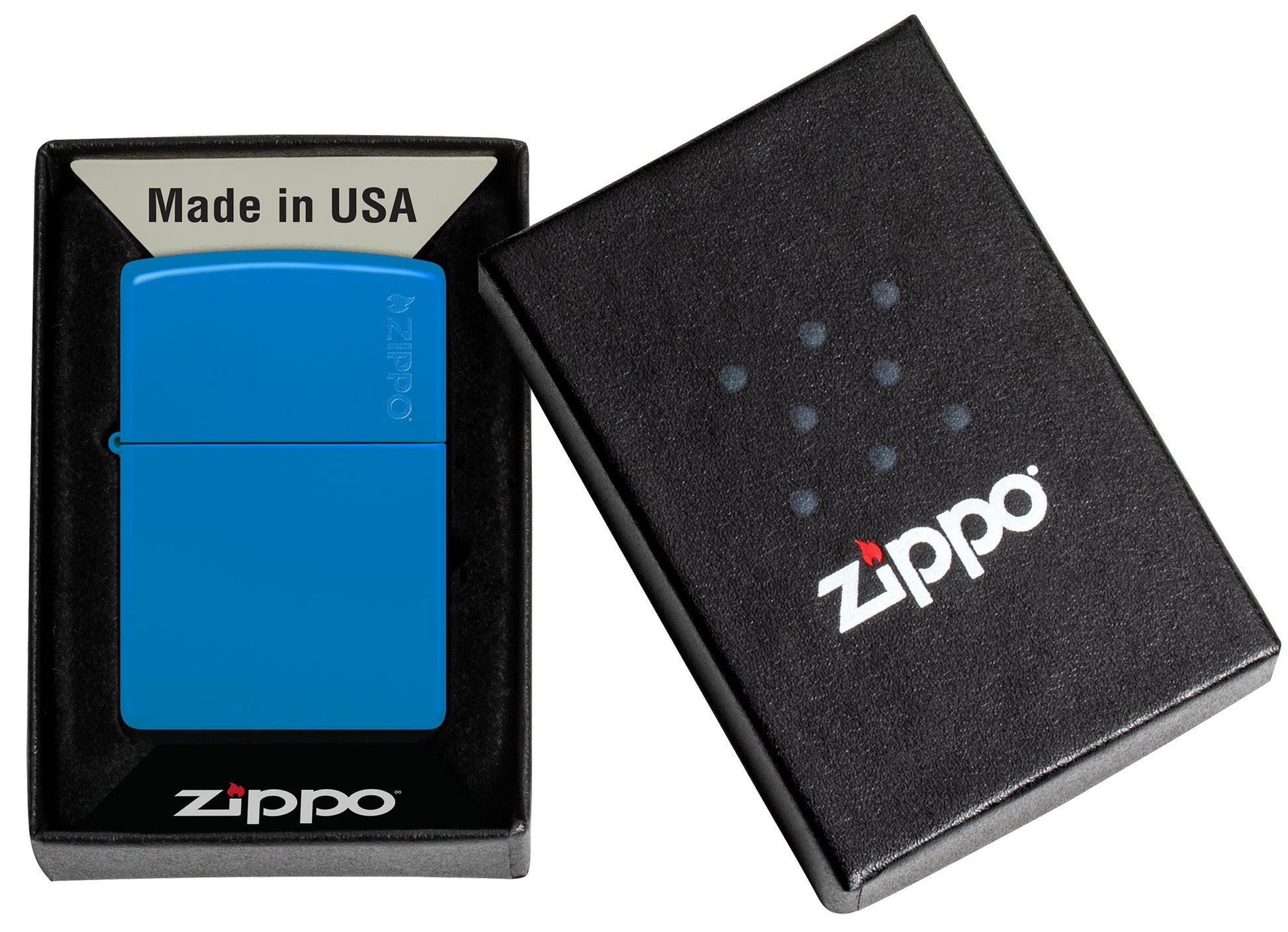 Zippo Sky Blue Matte Logo Classic Windproof Lighter