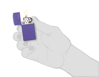 Zippo Slim® Purple Matte Logo Windproof Lighter