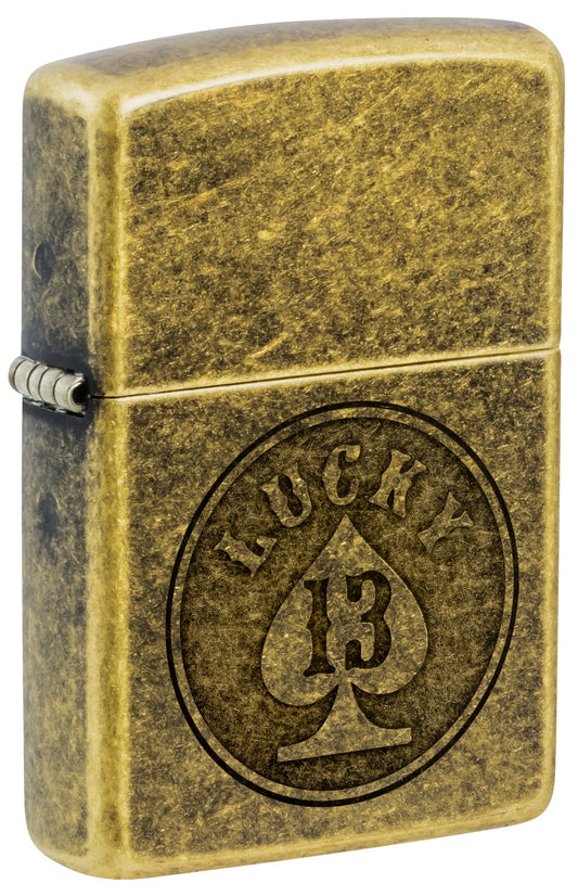 Zippo Lucky 13 Design Antique Brass Windproof Lighter