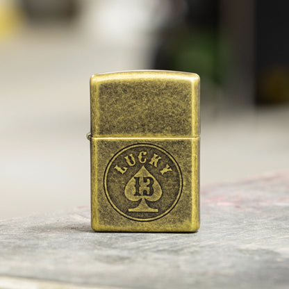 Zippo Lucky 13 Design Antique Brass Windproof Lighter