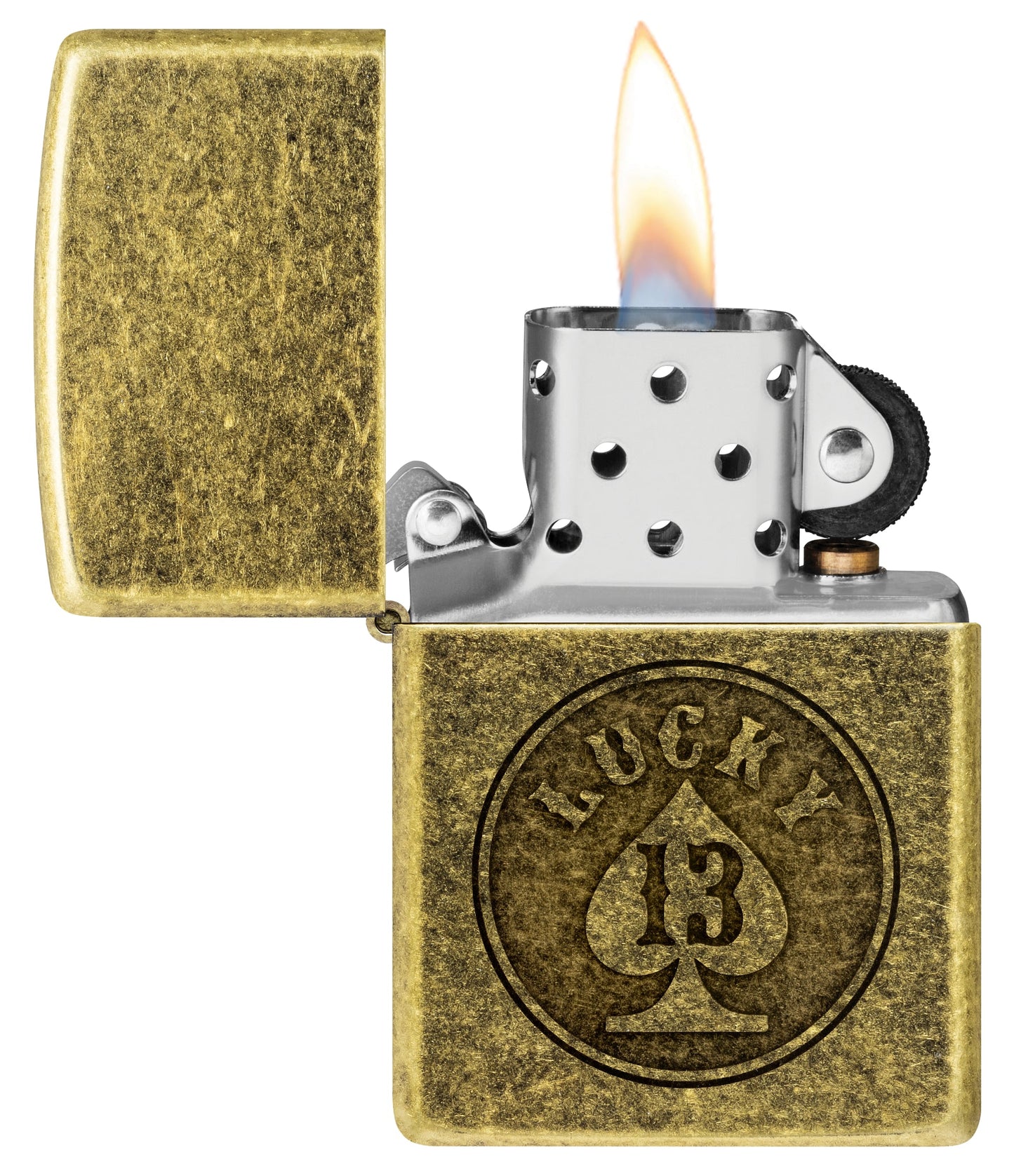 Zippo Lucky 13 Design Antique Brass Windproof Lighter