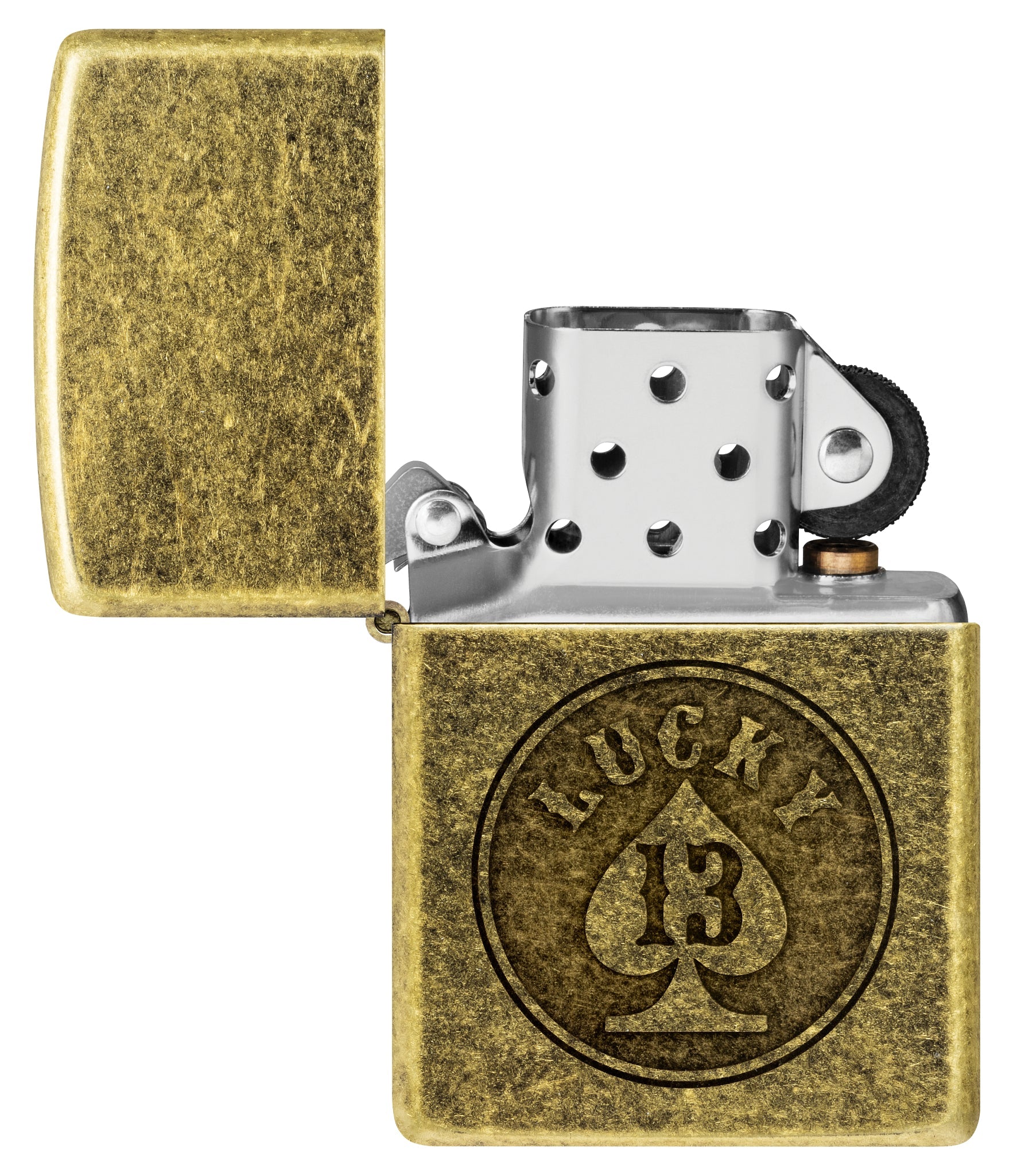 Zippo Lucky 13 Design Antique Brass Windproof Lighter