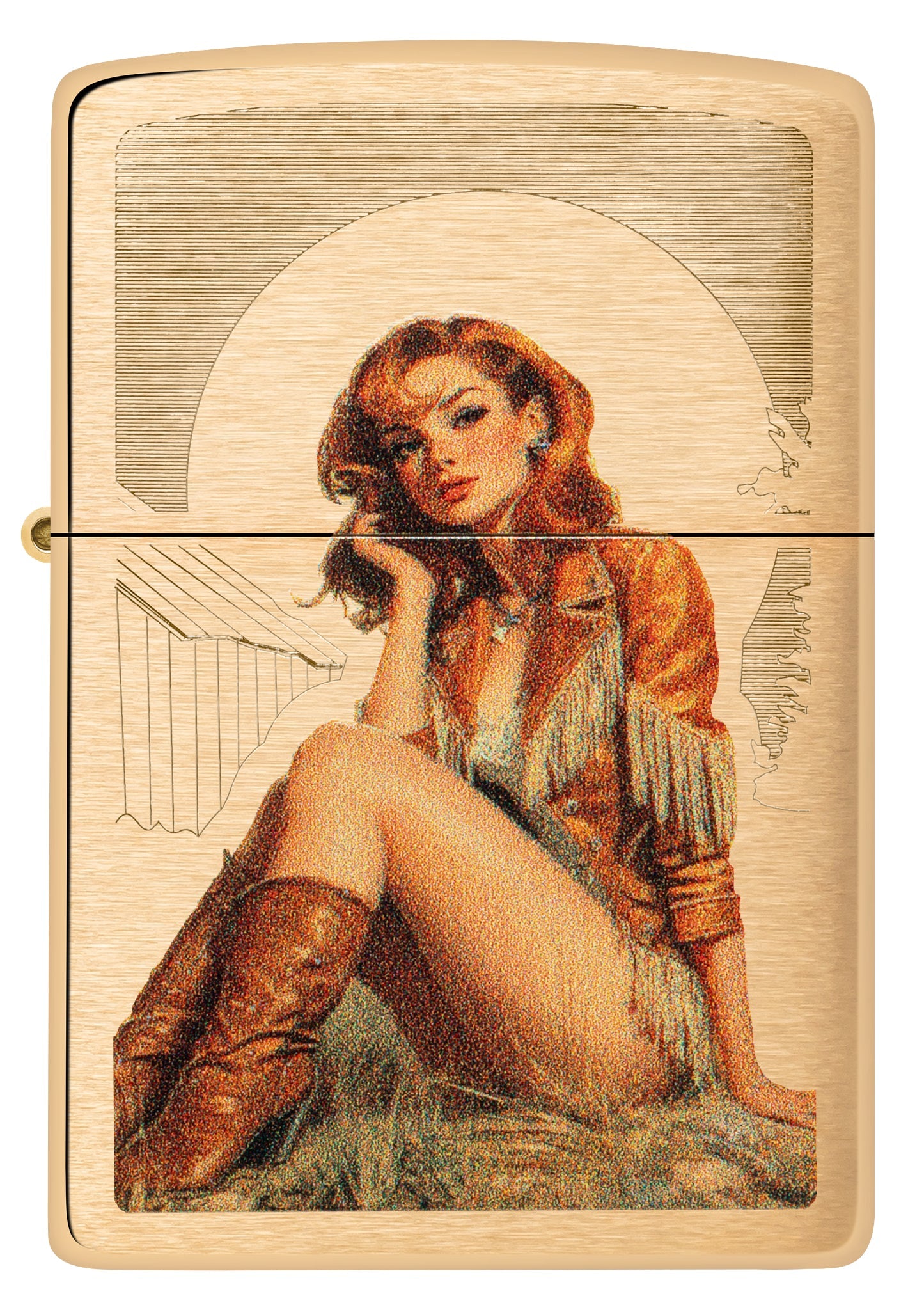 Zippo Western Pinup Design Brushed Brass Windproof Lighter