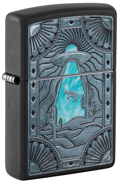 Zippo Cow Abduction Design Black Matte Windproof Lighter