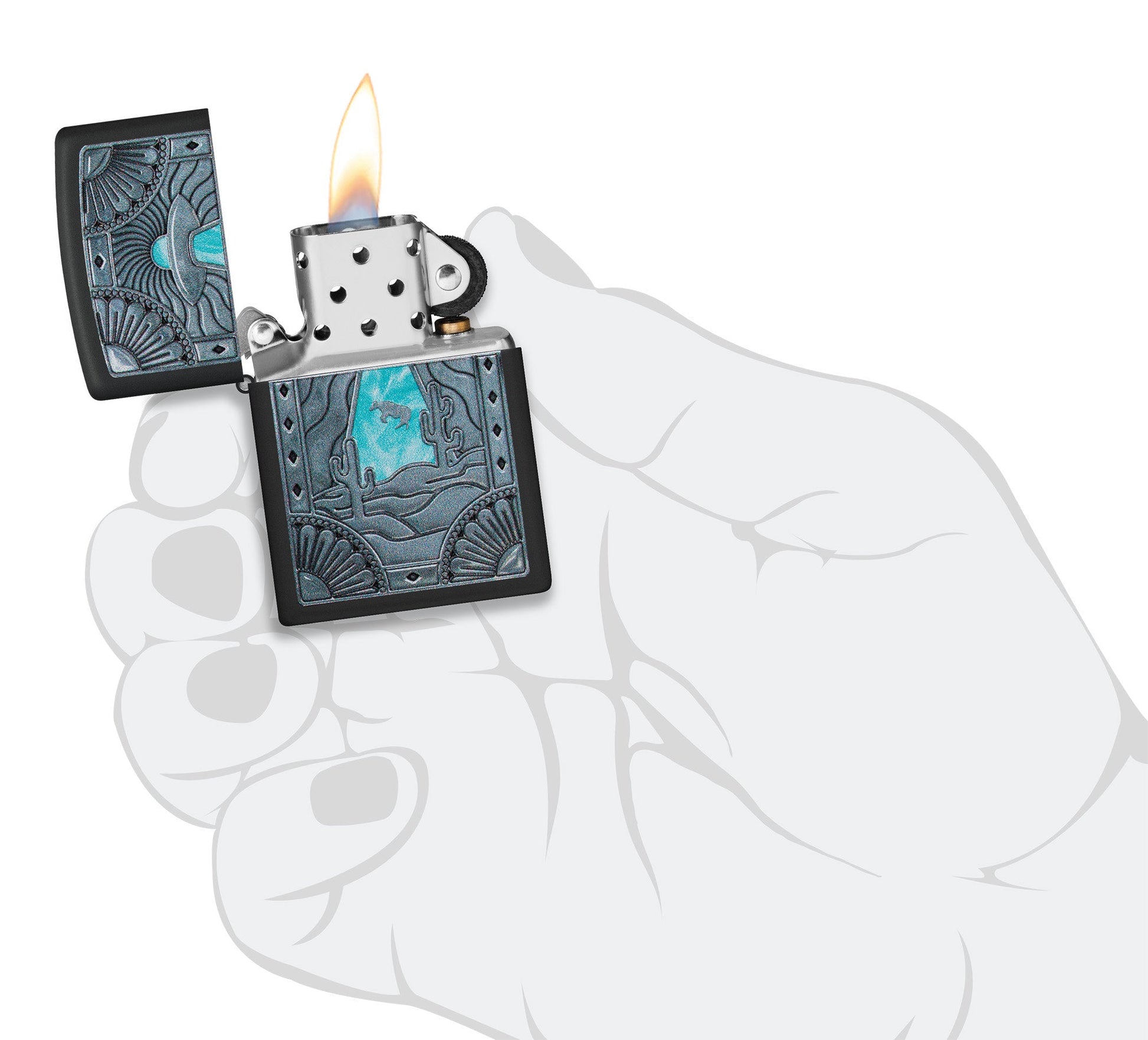 Zippo Cow Abduction Design Black Matte Windproof Lighter