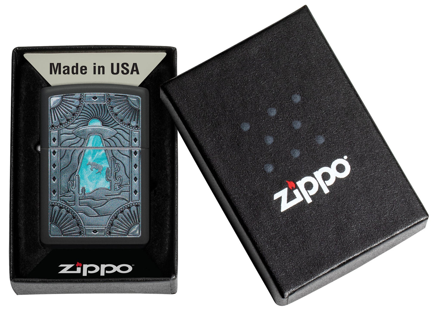 Zippo Cow Abduction Design Black Matte Windproof Lighter