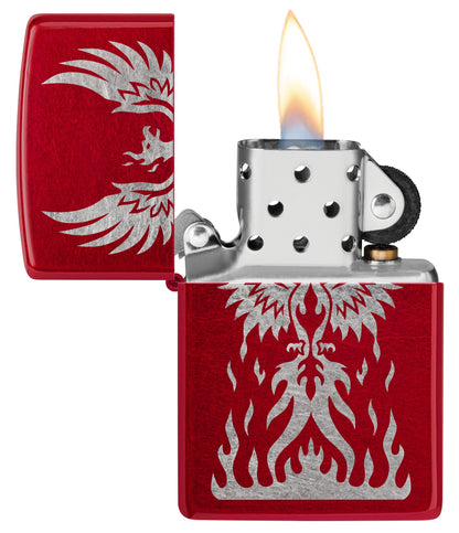 Zippo Phoenix Rising Design Candy Apple Red Windproof Lighter