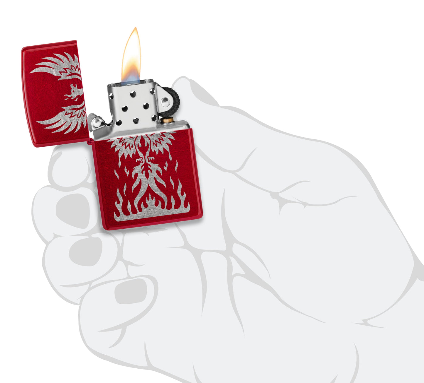Zippo Phoenix Rising Design Candy Apple Red Windproof Lighter