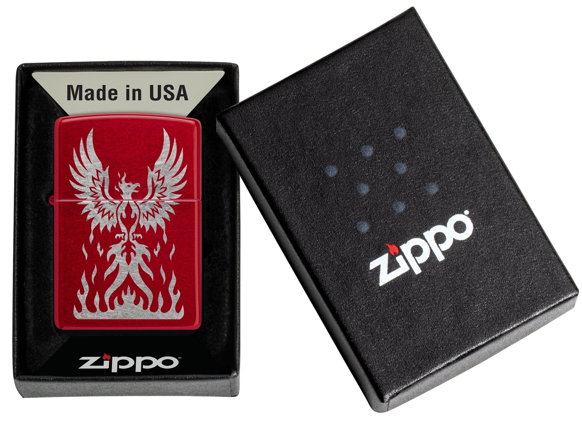 Zippo Phoenix Rising Design Candy Apple Red Windproof Lighter