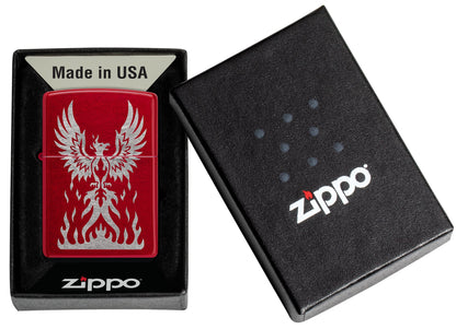 Zippo Phoenix Rising Design Candy Apple Red Windproof Lighter