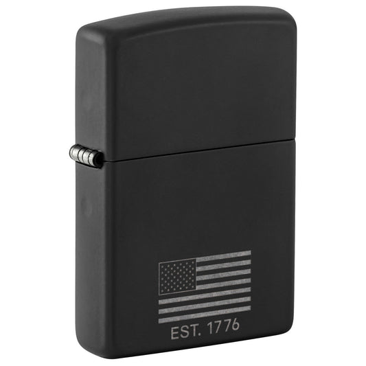 Zippo Because of the Brave Design Black Matte with Chrome Windproof Lighter