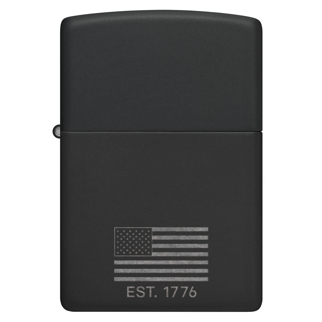 Zippo Because of the Brave Design Black Matte with Chrome Windproof Lighter