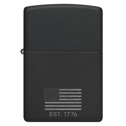 Zippo Because of the Brave Design Black Matte with Chrome Windproof Lighter