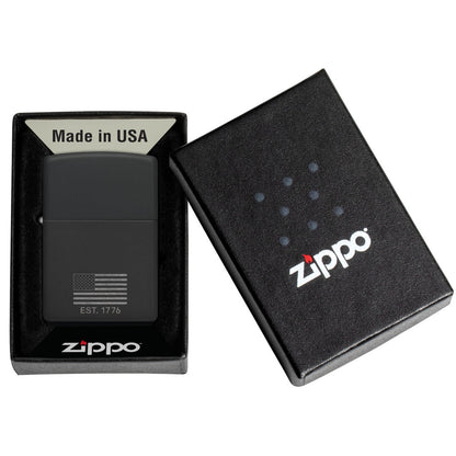 Zippo Because of the Brave Design Black Matte with Chrome Windproof Lighter