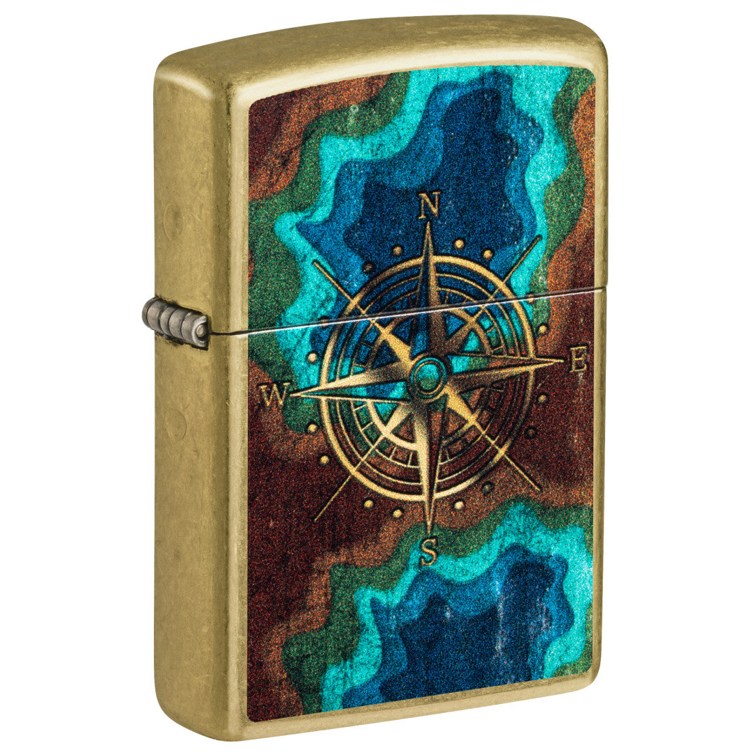 Zippo Topo Compass Design Street Brass Windproof Lighter
