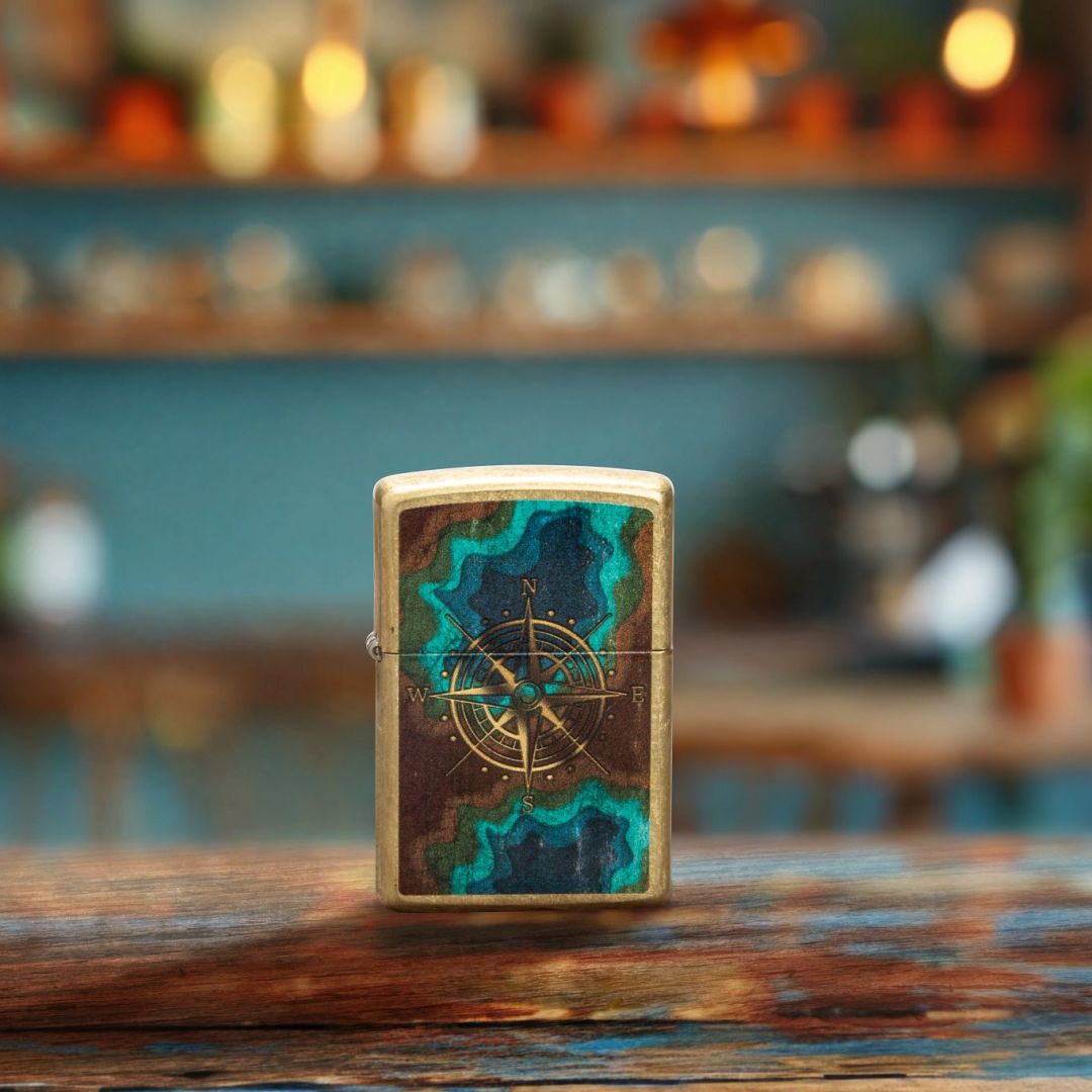 Zippo Topo Compass Design Street Brass Windproof Lighter
