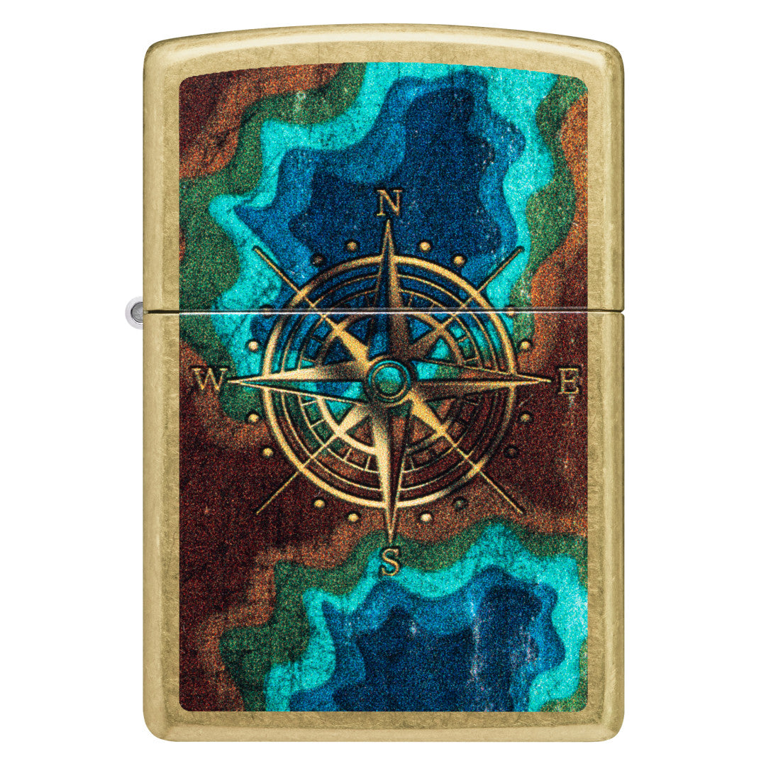 Zippo Topo Compass Design Street Brass Windproof Lighter