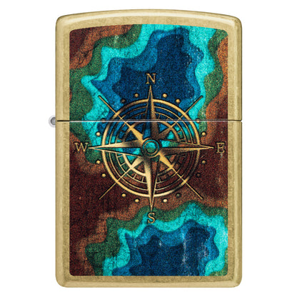 Zippo Topo Compass Design Street Brass Windproof Lighter