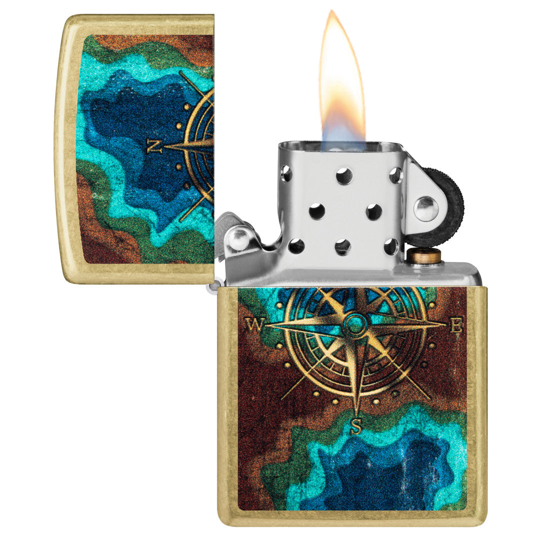 Zippo Topo Compass Design Street Brass Windproof Lighter