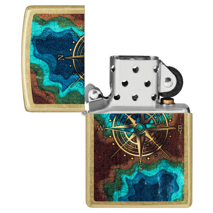 Zippo Topo Compass Design Street Brass Windproof Lighter