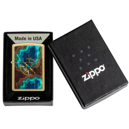 Zippo Topo Compass Design Street Brass Windproof Lighter