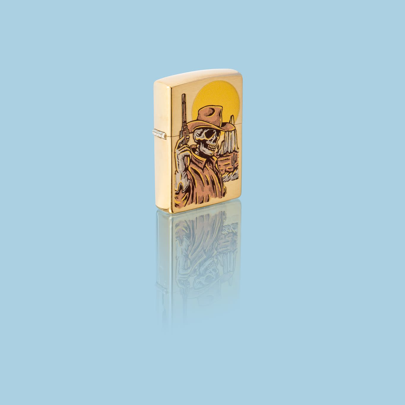 Zippo Wild West Skeleton Design Brushed Brass Windproof Lighter