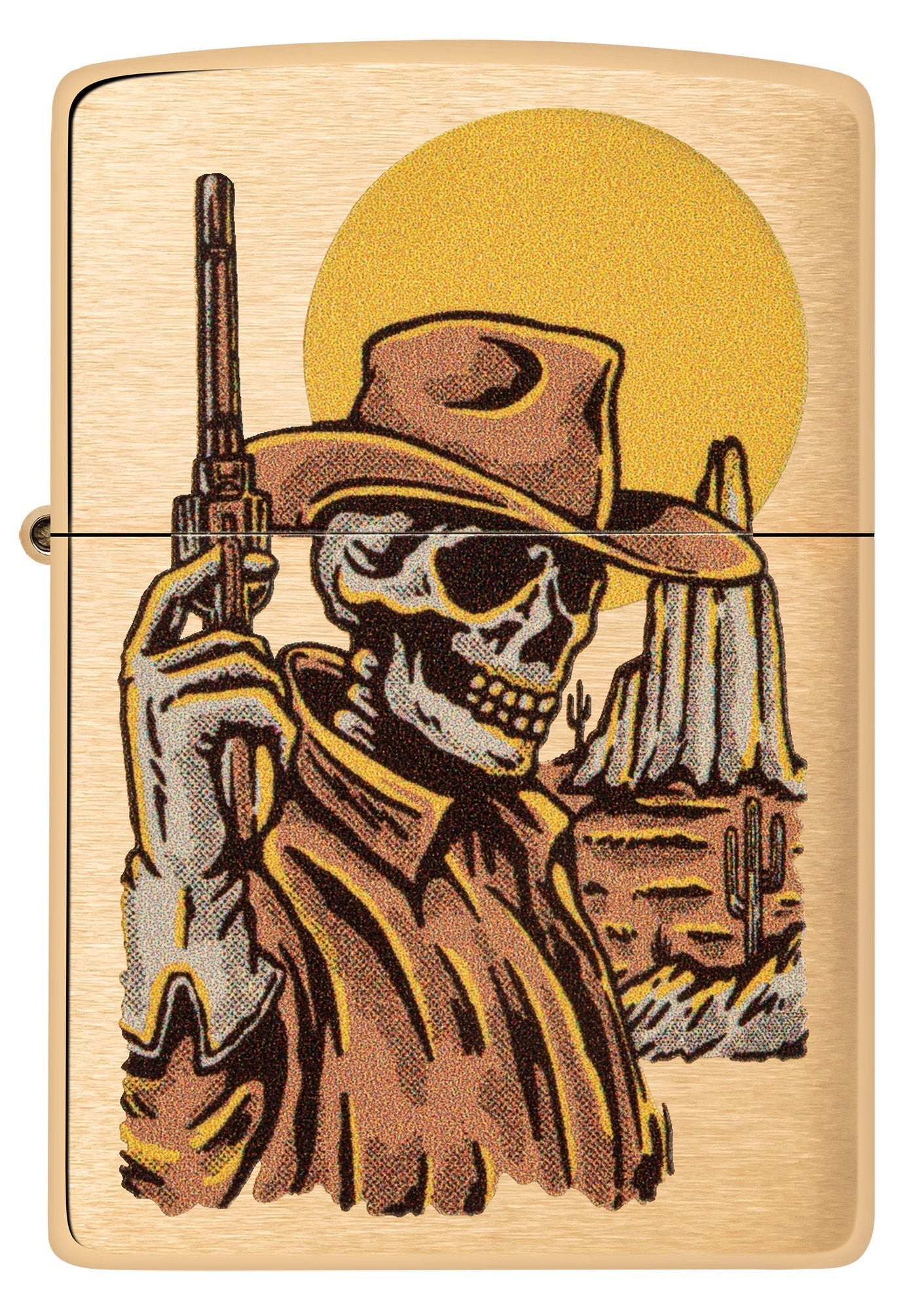 Zippo Wild West Skeleton Design Brushed Brass Windproof Lighter
