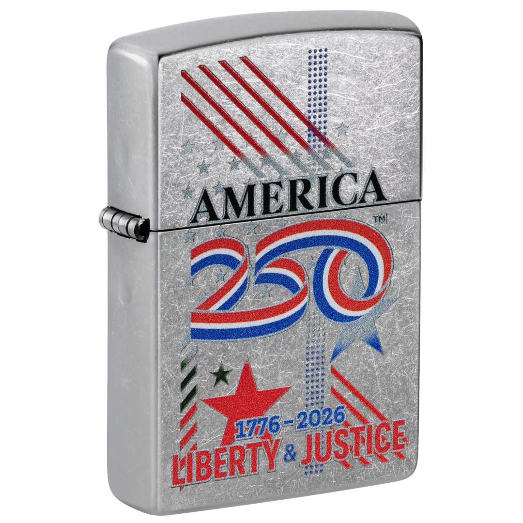 Zippo America250 Liberty & Justice Design Street Chrome Windproof Lighter