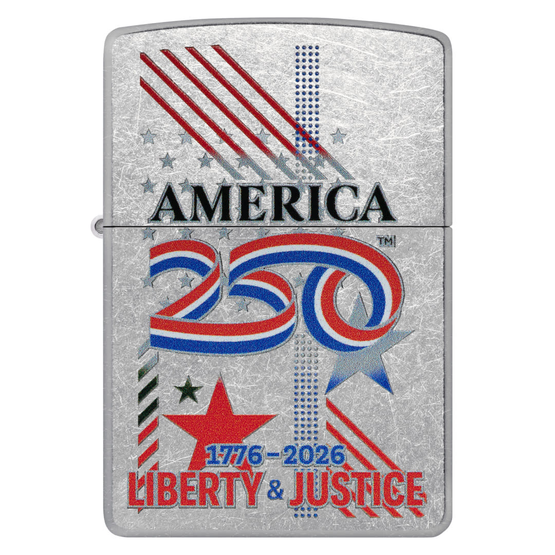 Zippo America250 Liberty & Justice Design Street Chrome Windproof Lighter