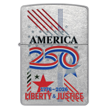 Zippo America250 Liberty & Justice Design Street Chrome Windproof Lighter
