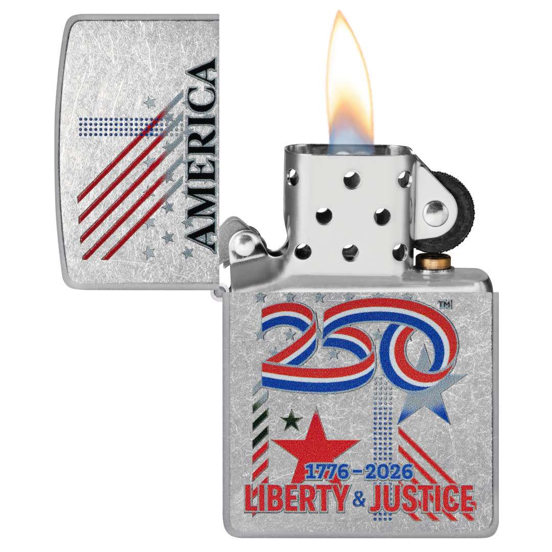 Zippo America250 Liberty & Justice Design Street Chrome Windproof Lighter