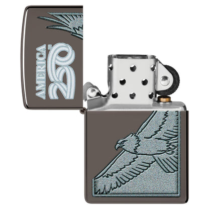 Zippo America250 Eagle Design Black Ice Windproof Lighter