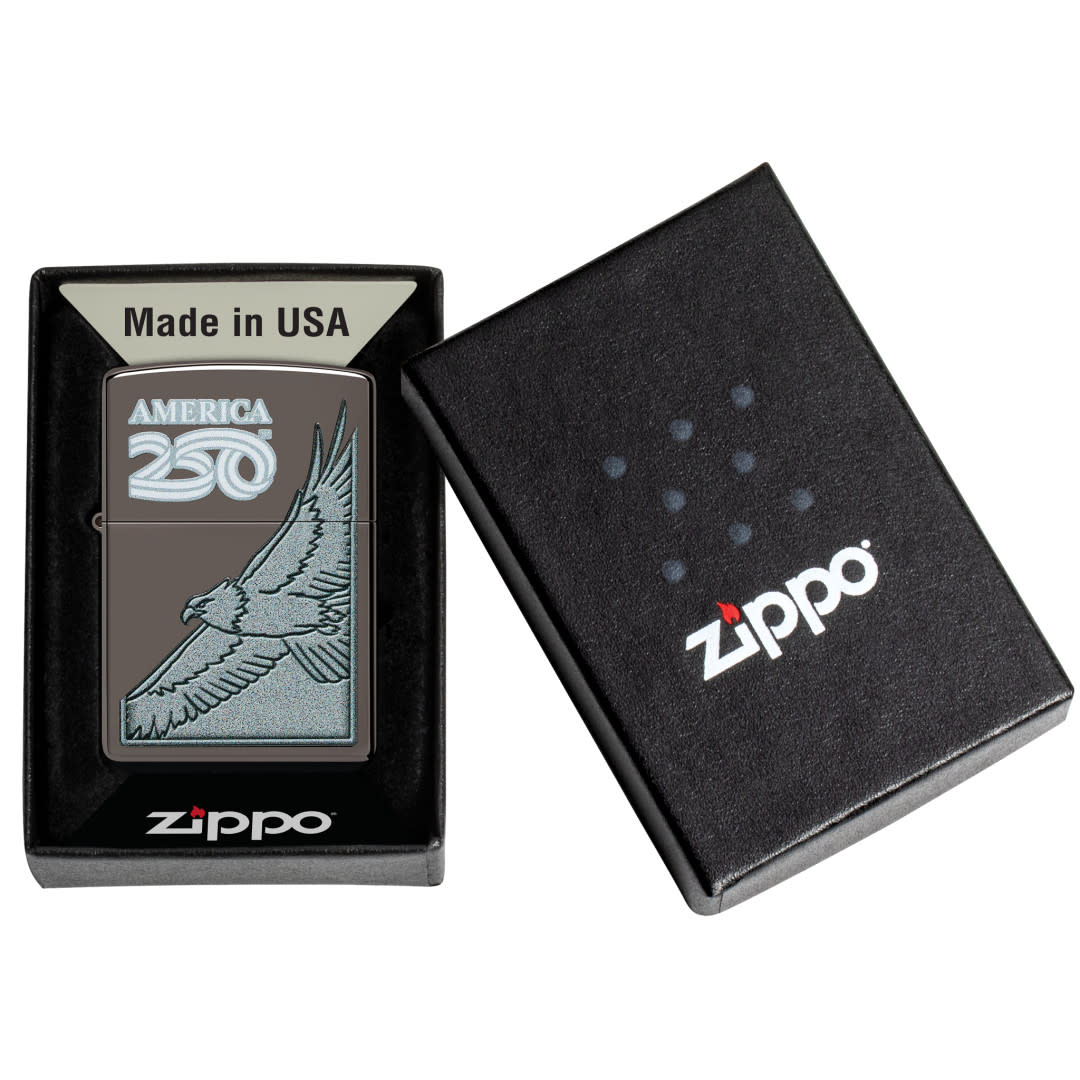 Zippo America250 Eagle Design Black Ice Windproof Lighter