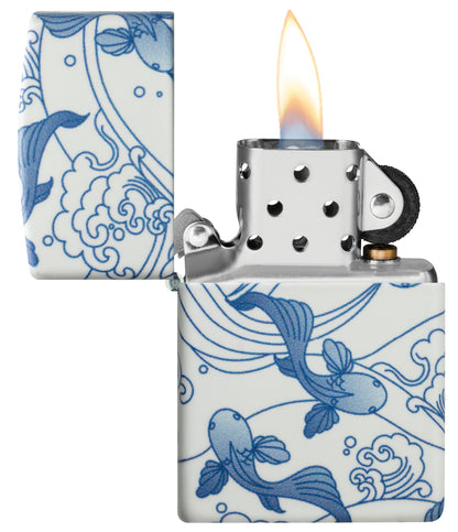 Zippo Porcelain Koi Design 540 Matte Windproof Lighter