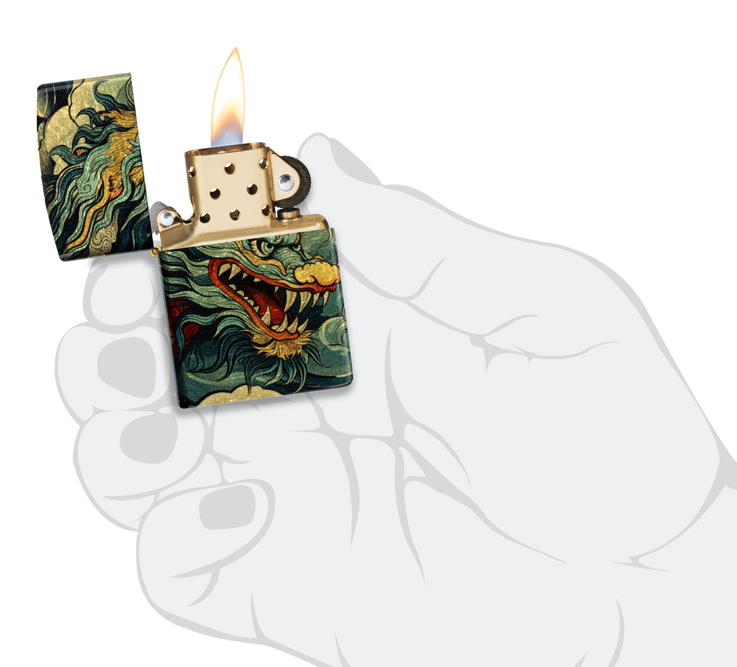 Zippo Dragon Fusion Design 540 Tumbled Brass Windproof Lighter