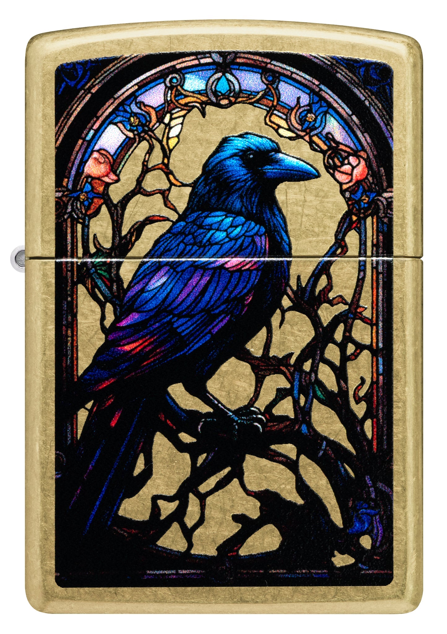 Zippo Stained Glass Raven Design Street Brass Windproof Lighter