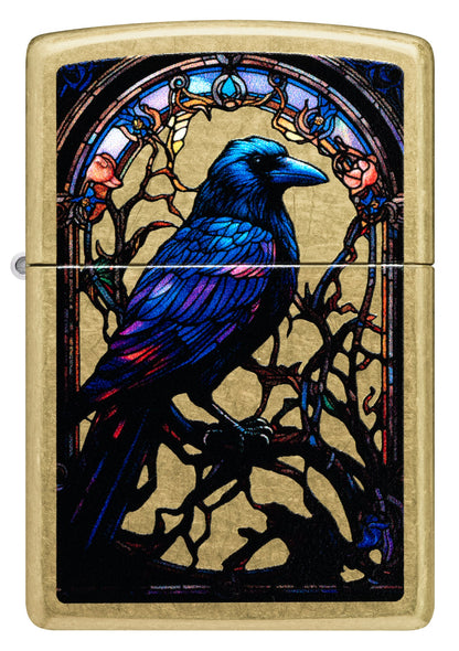 Zippo Stained Glass Raven Design Street Brass Windproof Lighter