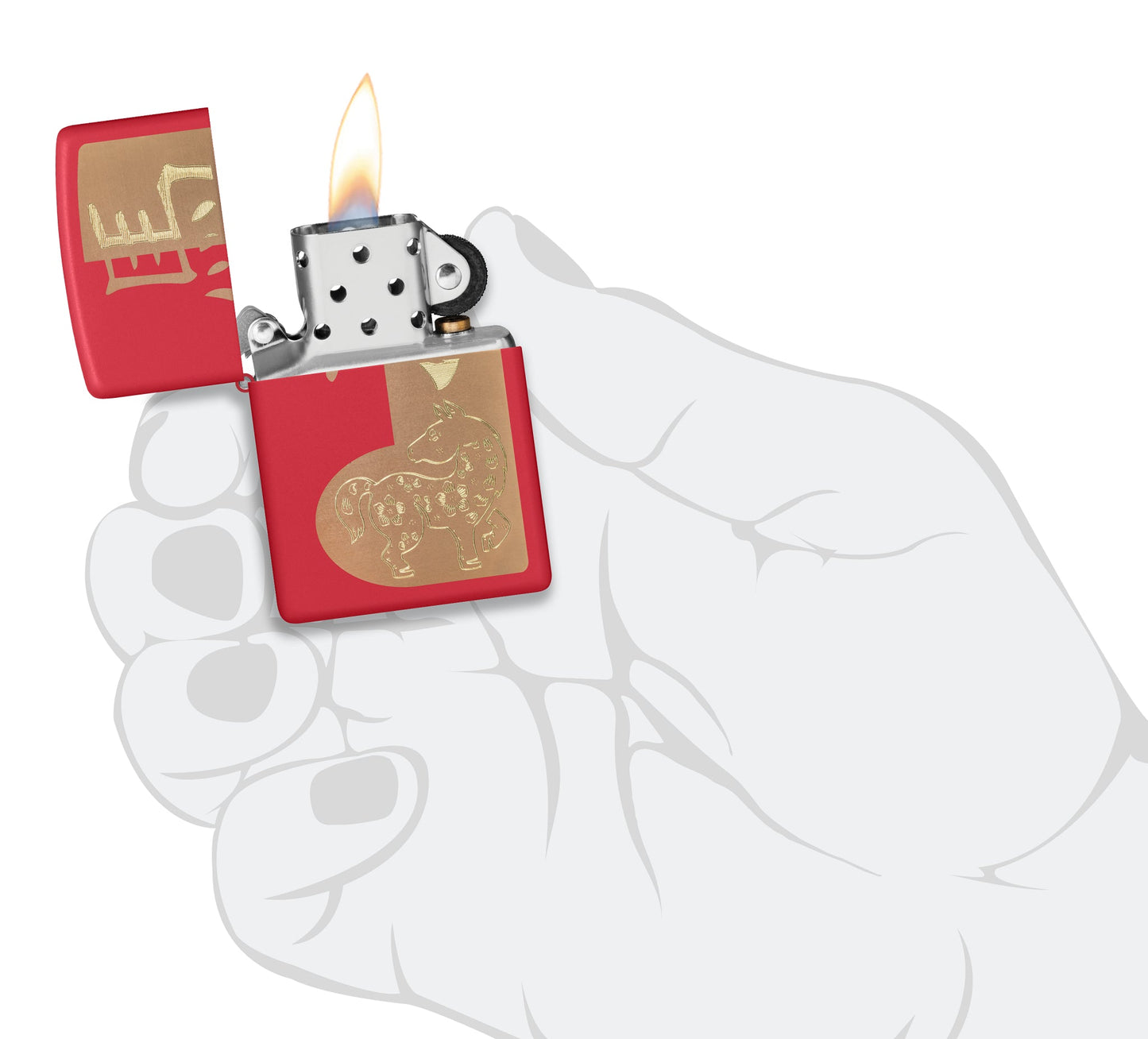 Zippo 2026 Year of the Horse Design Red Matte Windproof Lighter