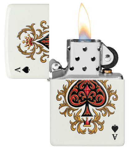 Zippo Ace of Jokes 2-Sided White Matte Windproof Lighter