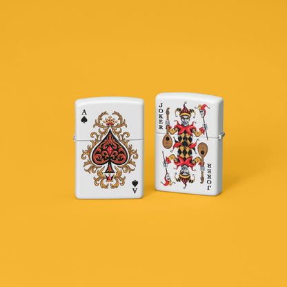 Zippo Ace of Jokes 2-Sided White Matte Windproof Lighter