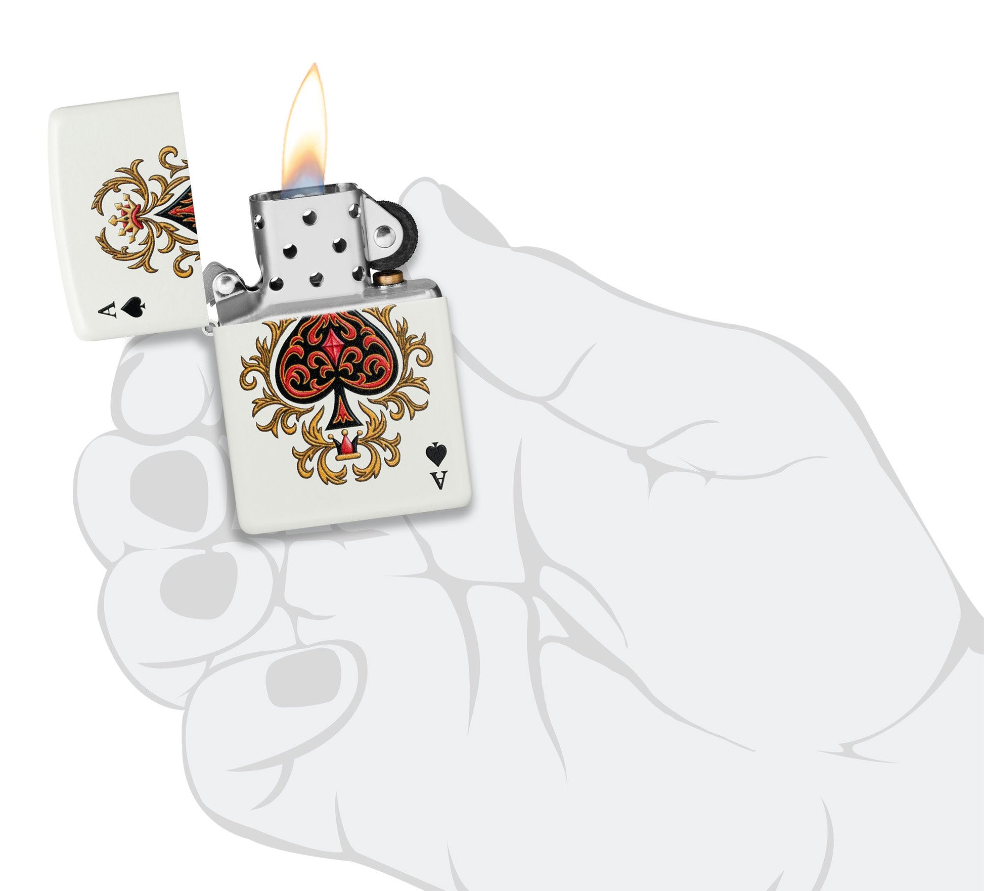 Zippo Ace of Jokes 2-Sided White Matte Windproof Lighter