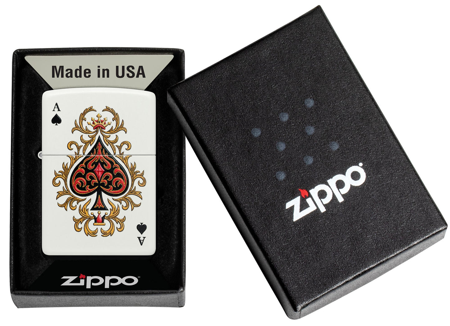 Zippo Ace of Jokes 2-Sided White Matte Windproof Lighter